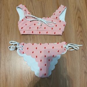 Marysia Swim Pink and White Scalloped Bikini